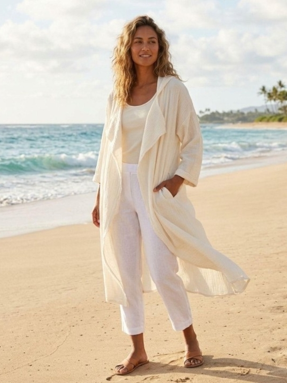 envy Cream Lightweight Beach Duster Coverup